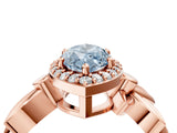 Rose gold Fancy Blue Marquise  Halo Diamond Floral Band with Four-Prong Setting_59