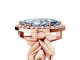 Rose gold Fancy Blue Marquise  Halo Diamond Floral Band with Four-Prong Setting_60