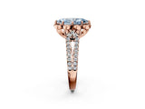 Rose gold Fancy Blue Marquise  Halo Diamond Floral Split Shank Engagement Ring 3