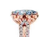 Rose gold Fancy Blue Marquise  Halo Diamond Floral Split Shank Engagement Ring 5