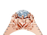 Rose gold Fancy Blue Marquise  Halo Diamond Floral Split Shank Engagement Ring