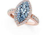Rose gold Fancy Blue Marquise  Halo Diamond Pavé Band Ring with Prong Setting_20