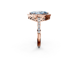Rose gold Fancy Blue Marquise  Halo Diamond Pavé Band Ring with Prong Setting_21