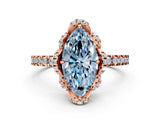 Rose gold Fancy Blue Marquise  Halo Diamond Pave Band Ring with Four-Prong Setting_15