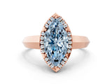 Rose gold Fancy Blue Marquise  Halo Diamond Ring with Cathedral Band and Four-Prong Setting_49