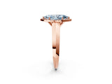 Rose gold Fancy Blue Marquise  Halo Diamond Ring with Cathedral Band and Four-Prong Setting_51