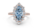 Rose gold Fancy Blue Marquise  Halo Diamond Ring with Pavé Band and Prong Setting_37