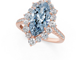 Rose gold Fancy Blue Marquise  Halo Diamond Ring with Pavé Band and Prong Setting_38