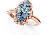 Rose gold Fancy Blue Marquise  Halo Diamond Ring with Round Cluster Setting, Solitaire Band, and Four-Prong Setting_50