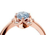 Rose gold Fancy Blue Marquise  Halo Diamond Ring with Round Cluster Setting, Solitaire Band, and Four-Prong Setting_53