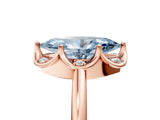 Rose gold Fancy Blue Marquise  Halo Diamond Ring with Round Cluster Setting, Solitaire Band, and Four-Prong Setting_54