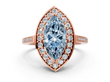 Rose gold Fancy Blue Marquise  Halo Diamond Ring with Split Shank and Four-Prong Setting_45