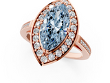 Rose gold Fancy Blue Marquise  Halo Diamond Ring with Split Shank and Four-Prong Setting_46
