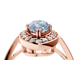 Rose gold Fancy Blue Marquise  Halo Diamond Ring with Split Shank and Four-Prong Setting_49