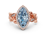 Rose gold Fancy Blue Marquise  Halo Diamond Ring with Vintage Split Shank and Four-Prong Setting_20