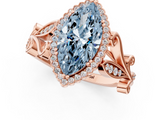 Rose gold Fancy Blue Marquise  Halo Diamond Ring with Vintage Split Shank and Four-Prong Setting_21