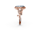 Rose gold Fancy Blue Marquise  Halo Diamond Ring with Vintage Split Shank and Four-Prong Setting_22