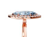 Rose gold Fancy Blue Marquise  Halo Diamond Solitaire with Pavé Band and Four-Prong Setting_97