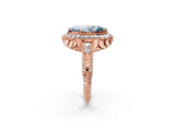 Rose gold Fancy Blue Marquise  Halo Diamond Split Shank Ring with Milgrain Detail_52