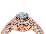Rose gold Fancy Blue Marquise  Halo Diamond Split Shank Ring with Milgrain Detail_54
