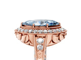 Rose gold Fancy Blue Marquise  Halo Diamond Split Shank Ring with Milgrain Detail_55