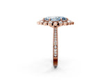Rose gold Fancy Blue Marquise  Halo Milgrain Pave Diamond Ring with Four-Prong Setting 2