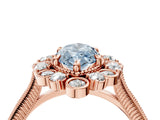 Rose gold Fancy Blue Marquise  Halo Milgrain Pave Diamond Ring with Four-Prong Setting 4
