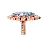 Rose gold Fancy Blue Marquise  Halo Milgrain Pave Diamond Ring with Four-Prong Setting 5
