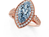 Rose gold Fancy Blue Marquise  Halo Milgrain Solitaire with Bezel Set Side Stones and Pave Band_50