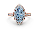 Rose gold Fancy Blue Marquise  Halo Pavé Diamond Engagement Ring with Four-Prong Setting_31