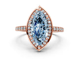Rose gold Fancy Blue Marquise  Halo Pave Band Solitaire Ring with Prong Setting_66