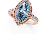 Rose gold Fancy Blue Marquise  Halo Pave Band Solitaire Ring with Prong Setting_67