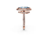 Rose gold Fancy Blue Marquise  Halo Pave Band Solitaire Ring with Prong Setting_68