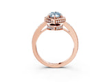 Rose gold Fancy Blue Marquise  Halo Pave Band Solitaire Ring with Prong Setting_69