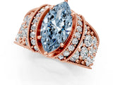 Rose gold Fancy Blue Marquise  Halo Pave Diamond Engagement Ring with Milgrain Detailing_50