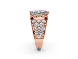 Rose gold Fancy Blue Marquise  Halo Pave Diamond Engagement Ring with Milgrain Detailing_51