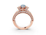 Rose gold Fancy Blue Marquise  Halo Pave Diamond Engagement Ring with Milgrain Detailing_52
