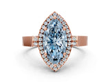 Rose gold Fancy Blue Marquise  Halo Pave Split Shank Prong Setting Ring_26