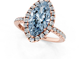Rose gold Fancy Blue Marquise  Halo Round Diamond Pavé Band Four-Prong Ring_4