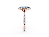 Rose gold Fancy Blue Marquise  Halo Round Diamond Pavé Band Four-Prong Ring_5