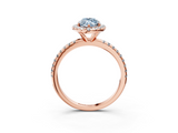 Rose gold Fancy Blue Marquise  Halo Round Diamond Pavé Band Four-Prong Ring_6