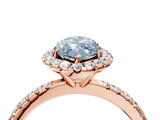 Rose gold Fancy Blue Marquise  Halo Round Diamond Pavé Band Four-Prong Ring_7