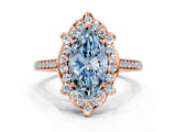 Rose gold Fancy Blue Marquise  Halo Round Diamond Pave Band with Four-Prong Setting_38