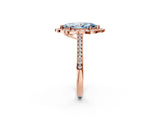 Rose gold Fancy Blue Marquise  Halo Round Diamond Pave Band with Four-Prong Setting_40