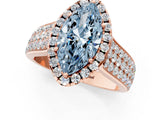Rose gold Fancy Blue Marquise  Halo Round Diamond Pave Band with Prong Setting 1