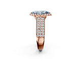 Rose gold Fancy Blue Marquise  Halo Round Diamond Pave Band with Prong Setting 2