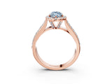 Rose gold Fancy Blue Marquise  Halo Round Diamond Pave Band with Prong Setting 3