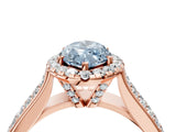 Rose gold Fancy Blue Marquise  Halo Round Diamond Pave Band with Prong Setting 4