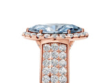 Rose gold Fancy Blue Marquise  Halo Round Diamond Pave Band with Prong Setting 5