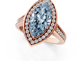 Rose gold Fancy Blue Marquise  Halo Solitaire Diamond Ring with Pave Band and Bezel Setting_50